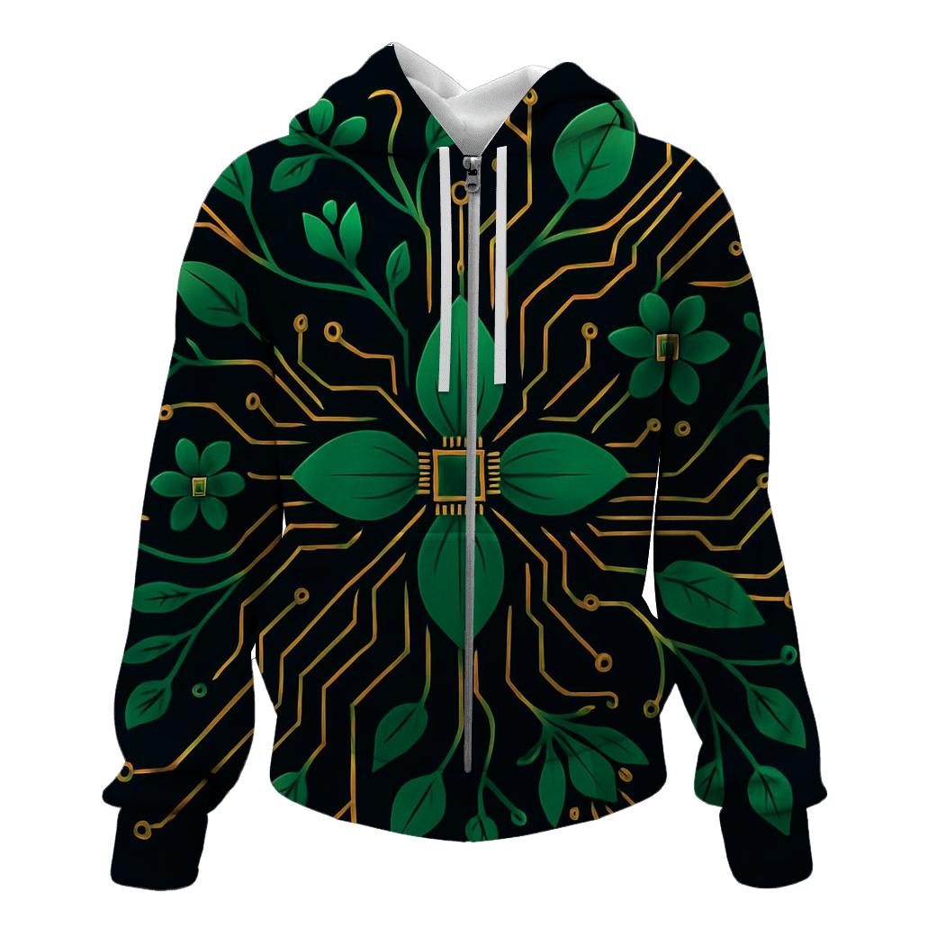 Botanical Circuit Harmony embroidered hoodies