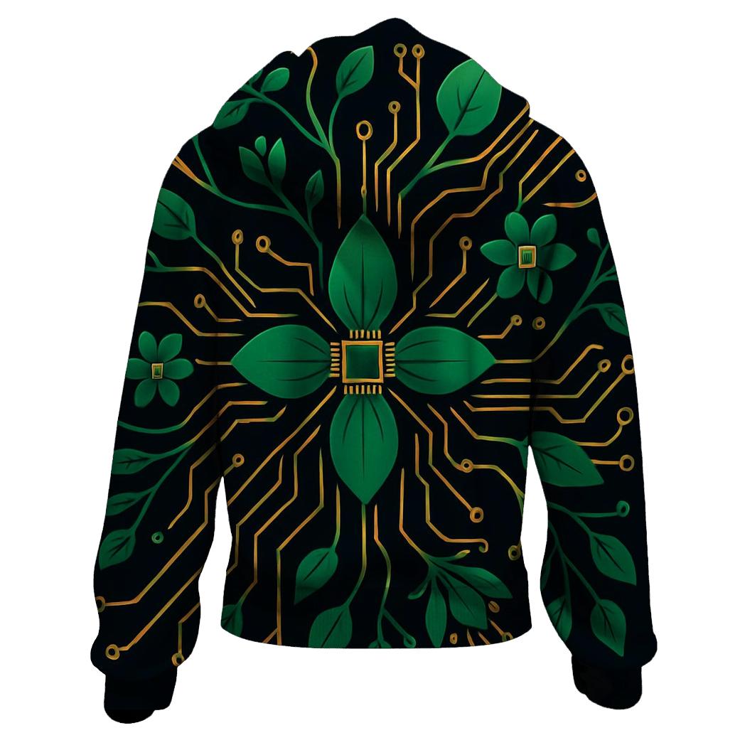 Botanical Circuit Harmony embroidered hoodies