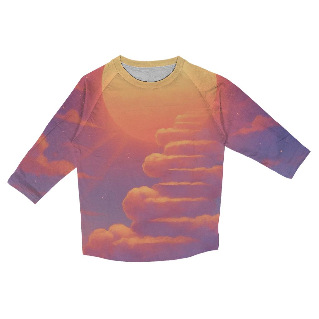 Cloud Steps To The Setting Sun printed three quarter sleeve shirts