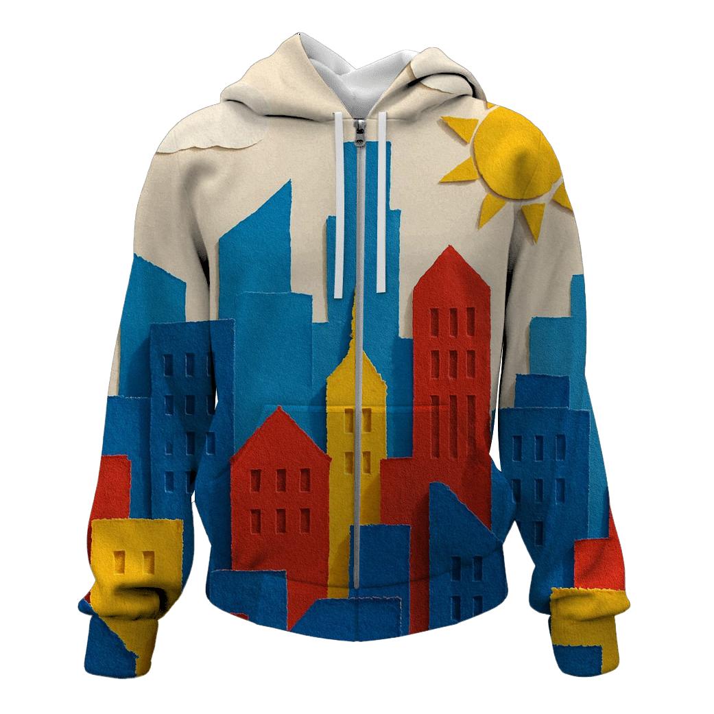 Kinetic Paper Collage Skyline pullover hoodies