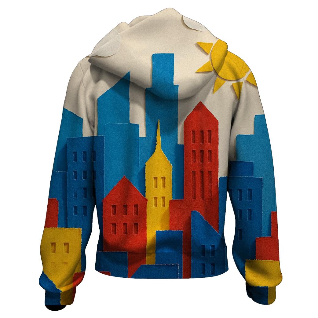 Kinetic Paper Collage Skyline pullover hoodies