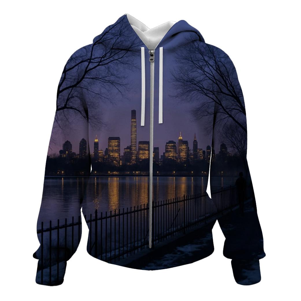 Winter Dusk From Central Park Reservoir hoodie trends
