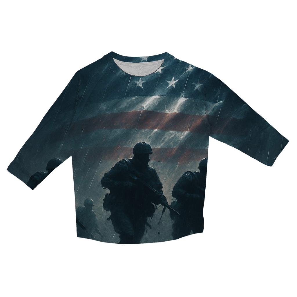 Defenders In The Storm printed three quarter sleeve shirts