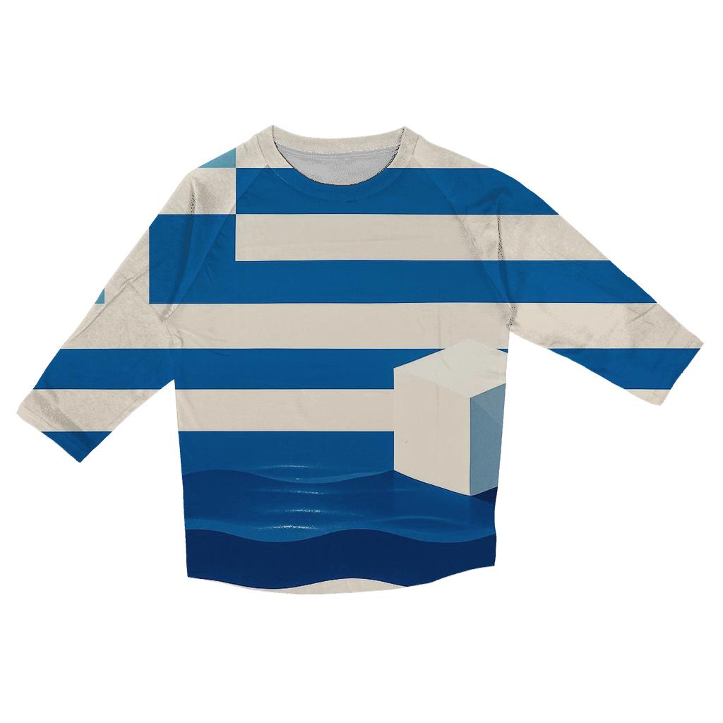 Greek Flag Island Shoreline Minimalism custom 3/4 sleeve shirts