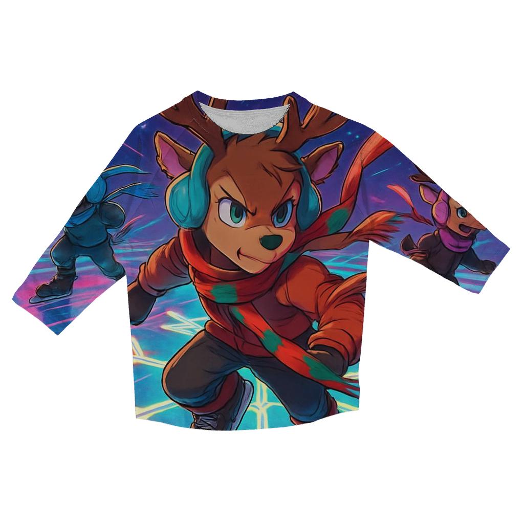 Reindeer Neon Skating Rink cotton quarter sleeve shirts