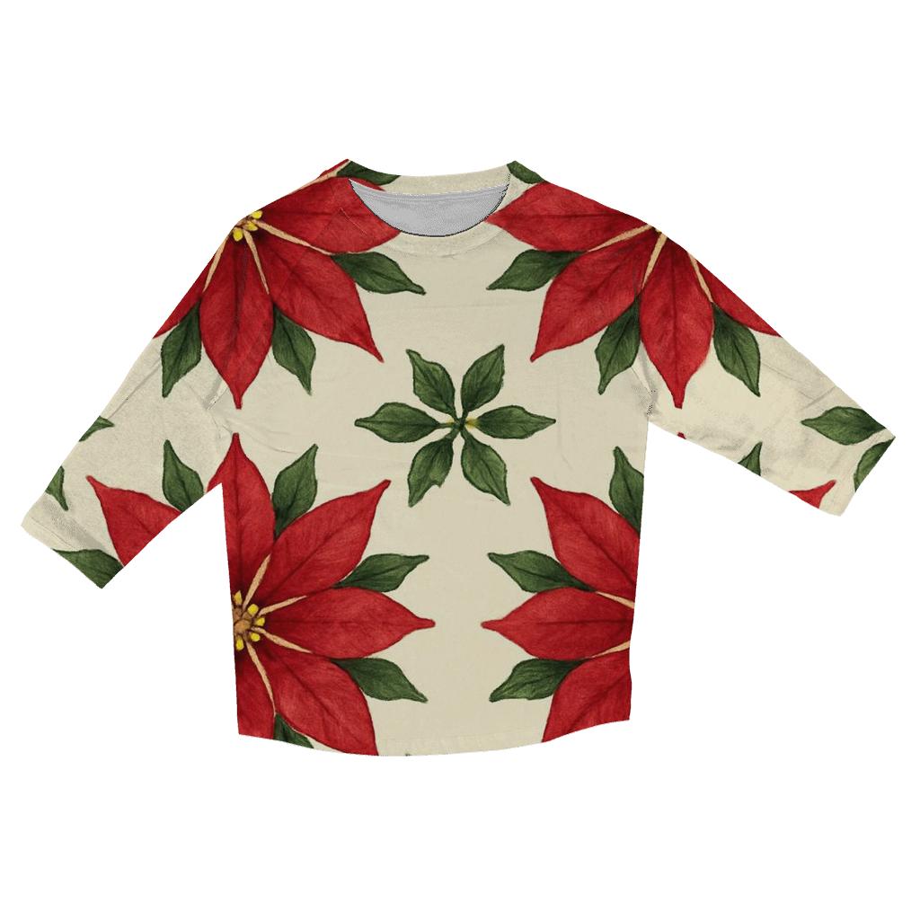 Poinsettia Star Medallion Tiles On Cream stylish quarter sleeve tops