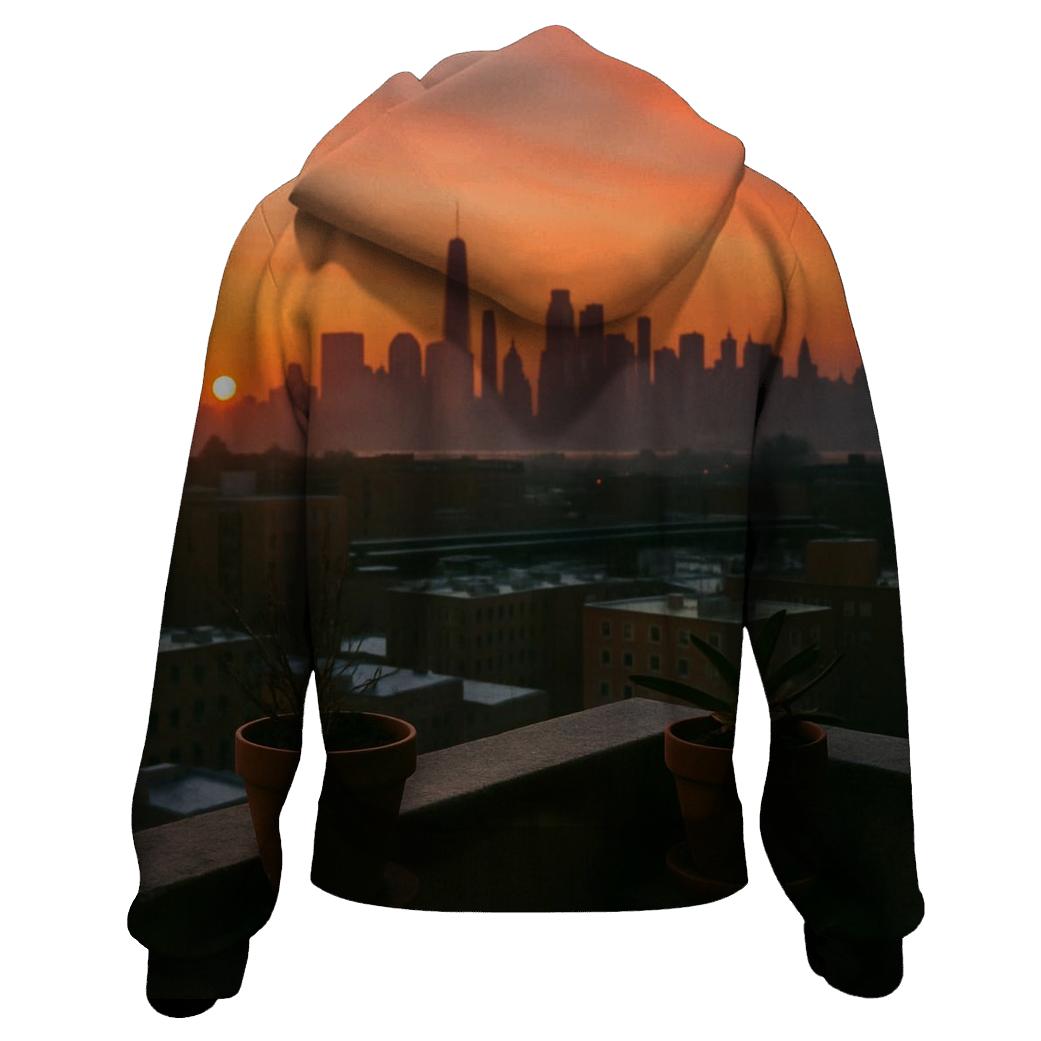 Sunset From A Bronx Highrise Balcony embroidered hoodies
