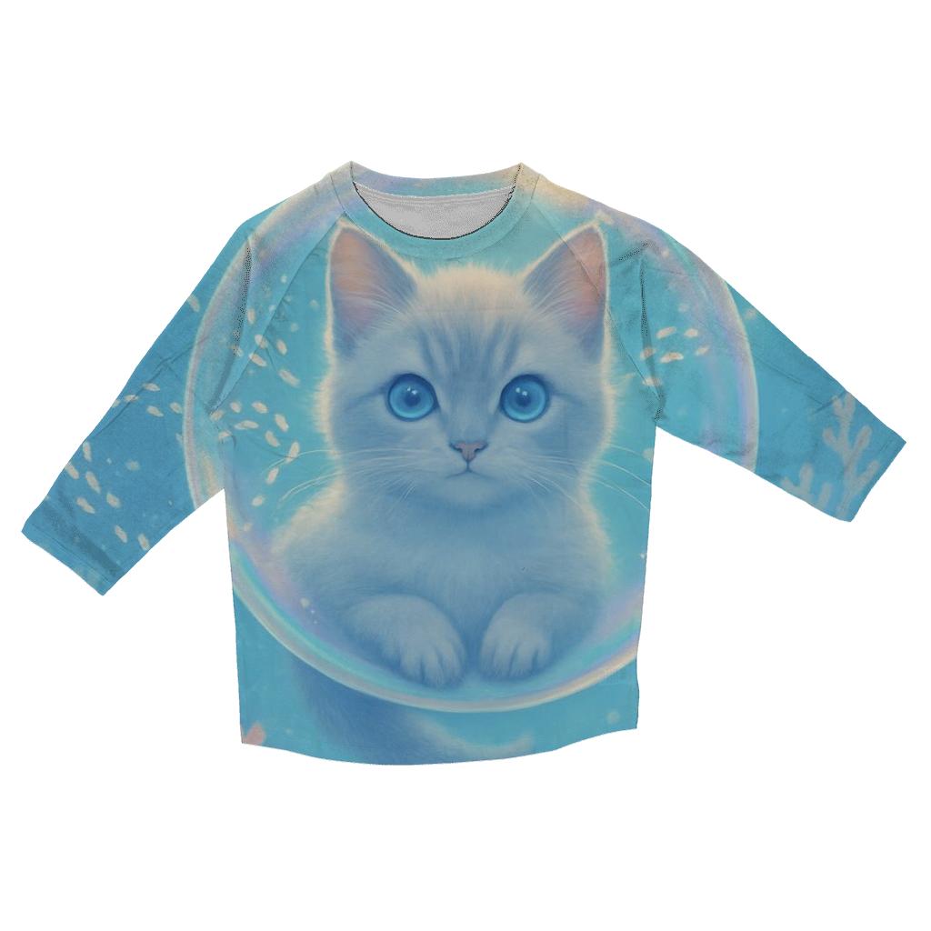 Ocean Bubble Dream Cat trendy 3/4 sleeve tops