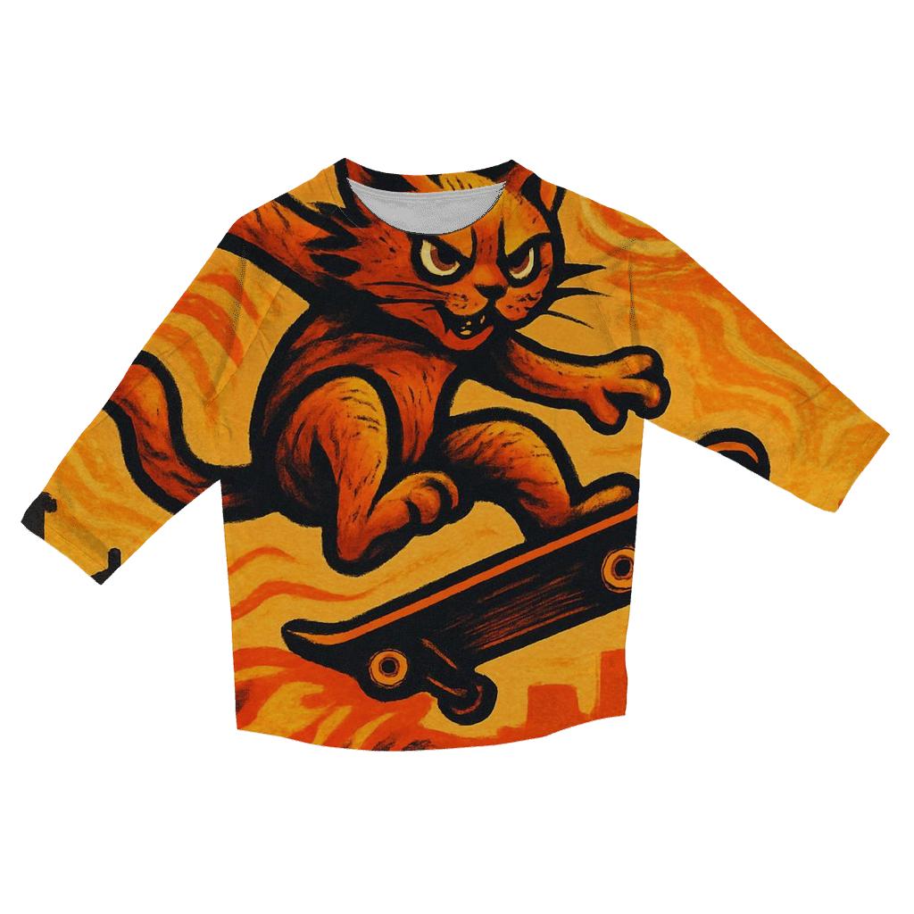 Solar Skateboard Street Cat trendy 3/4 sleeve tops