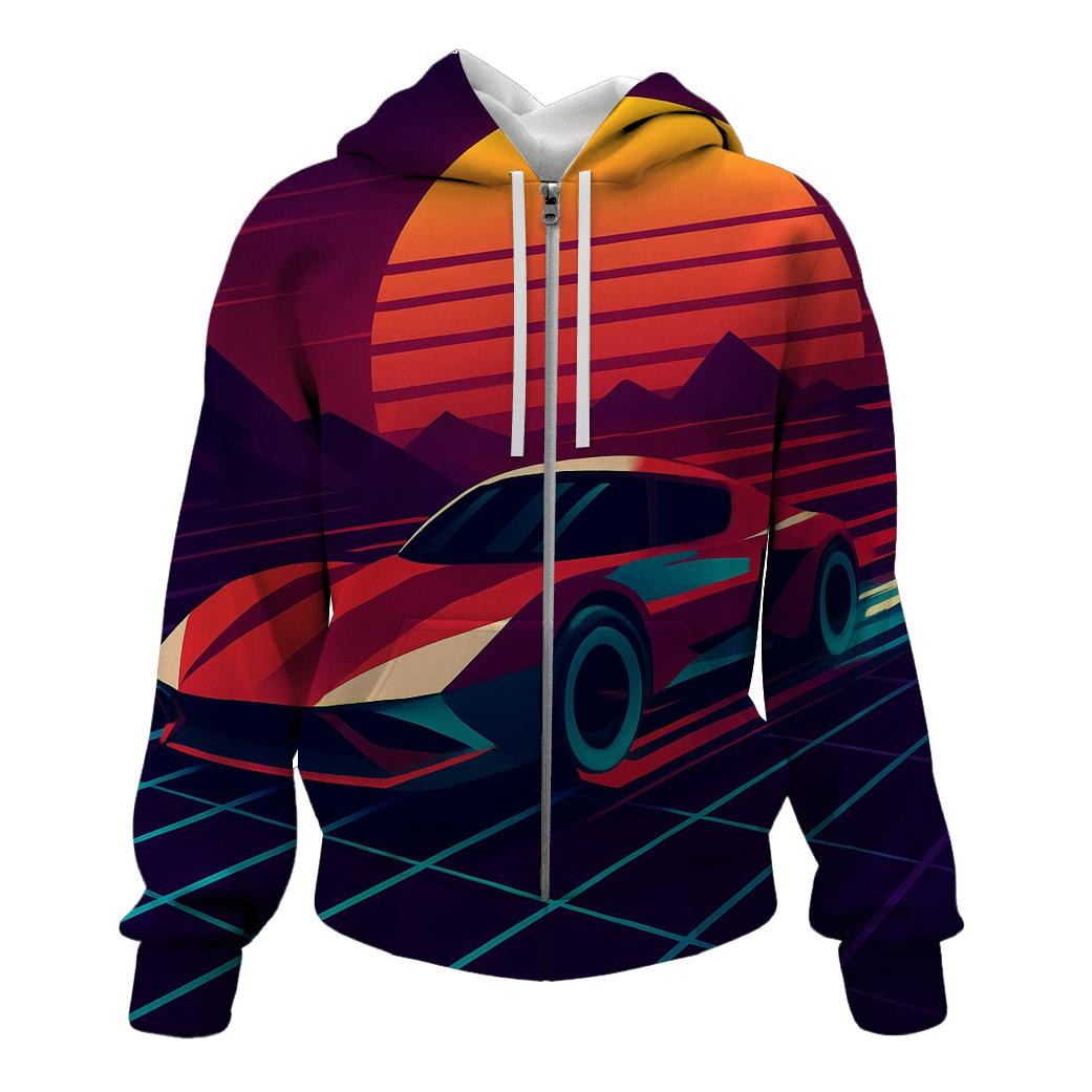 Retro Futurist Racing Grid graphic hoodies