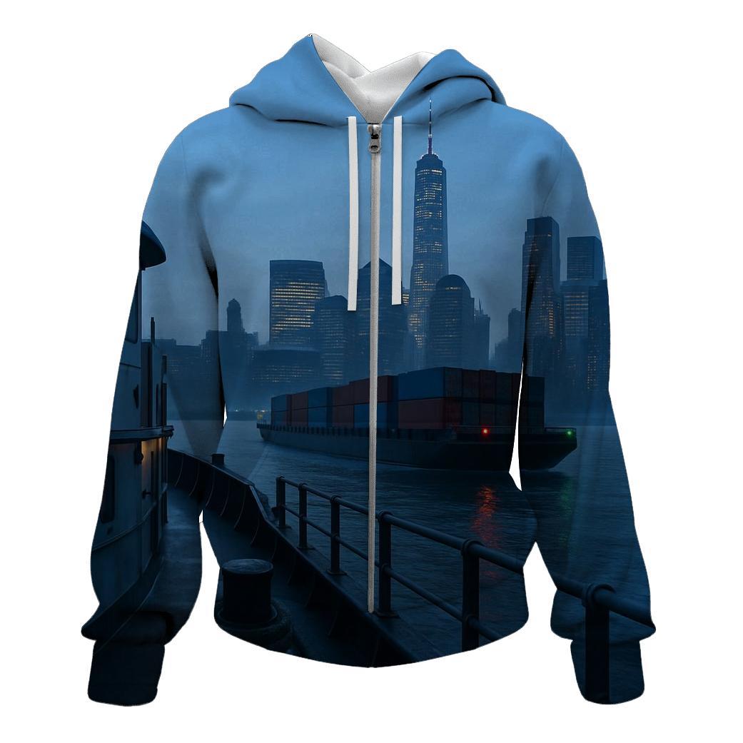 Early Morning Cargo On The East River lightweight hoodies