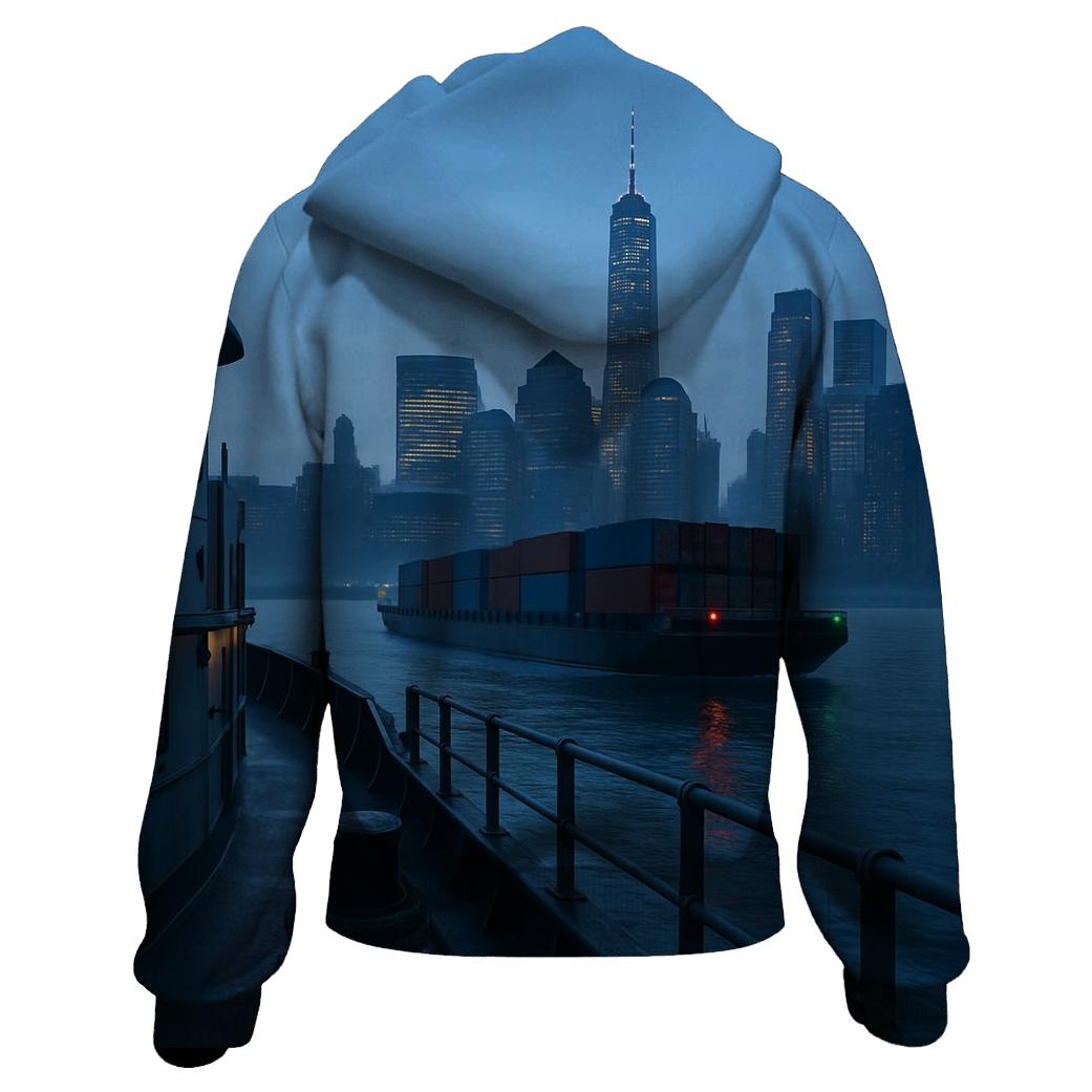 Early Morning Cargo On The East River lightweight hoodies