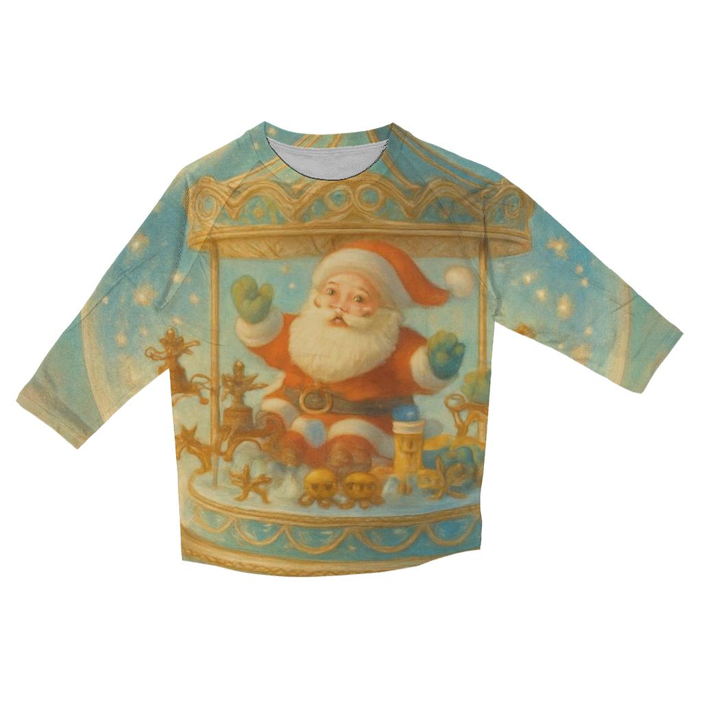 Snowglobe Carousel Santa custom 3/4 sleeve shirts