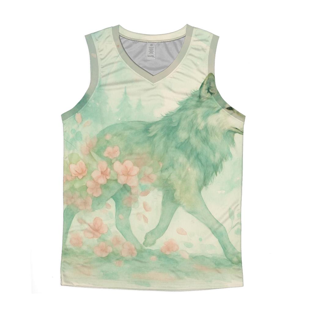 Forest Spirit Blossom Wolf personalized athletic tanks