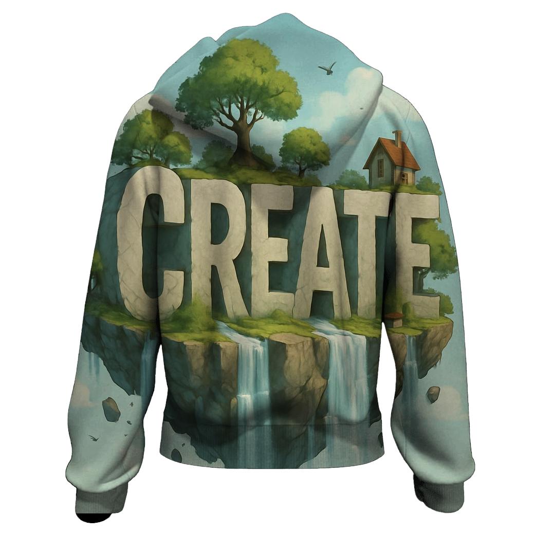 Floating Typographic Island embroidered hoodies