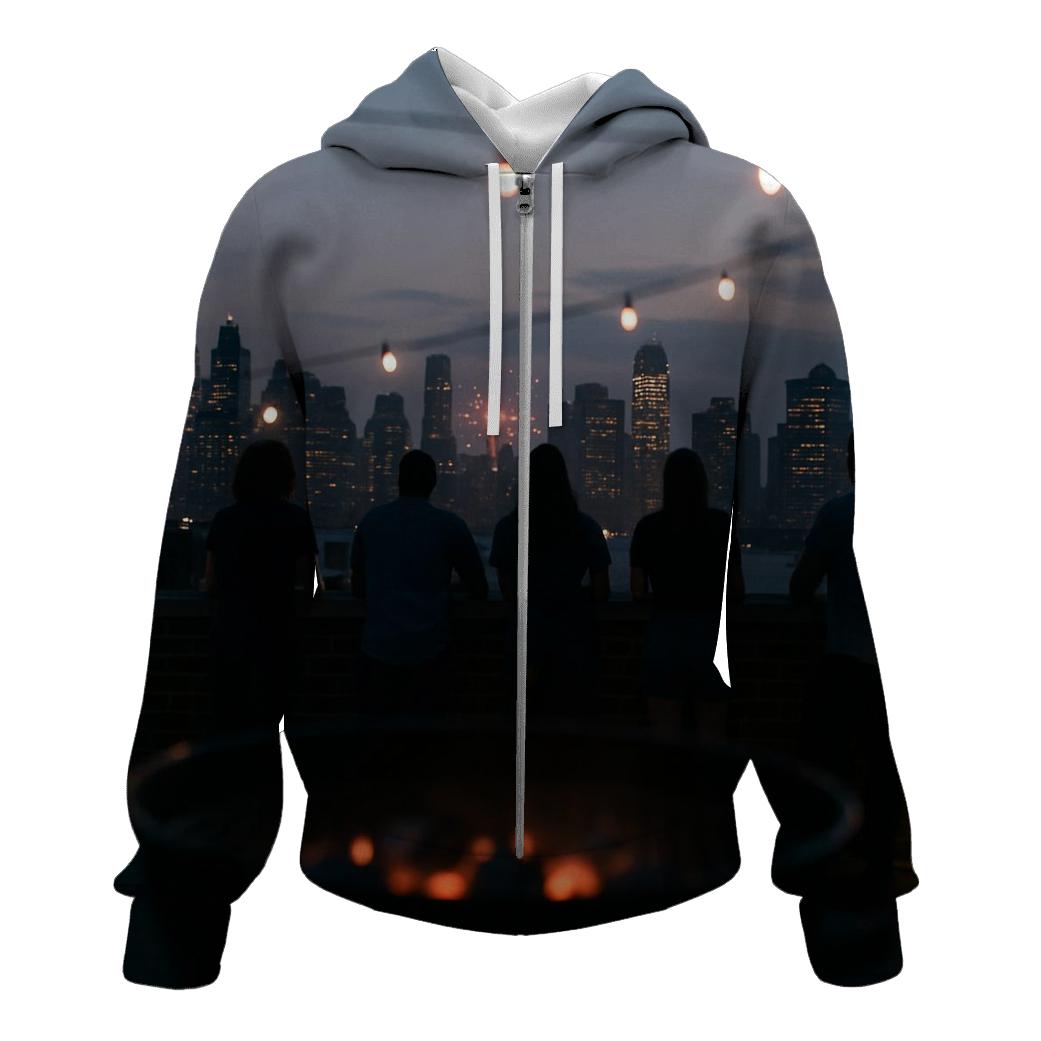 Fourth Of July Rooftop Barbecue Skyline lightweight hoodies