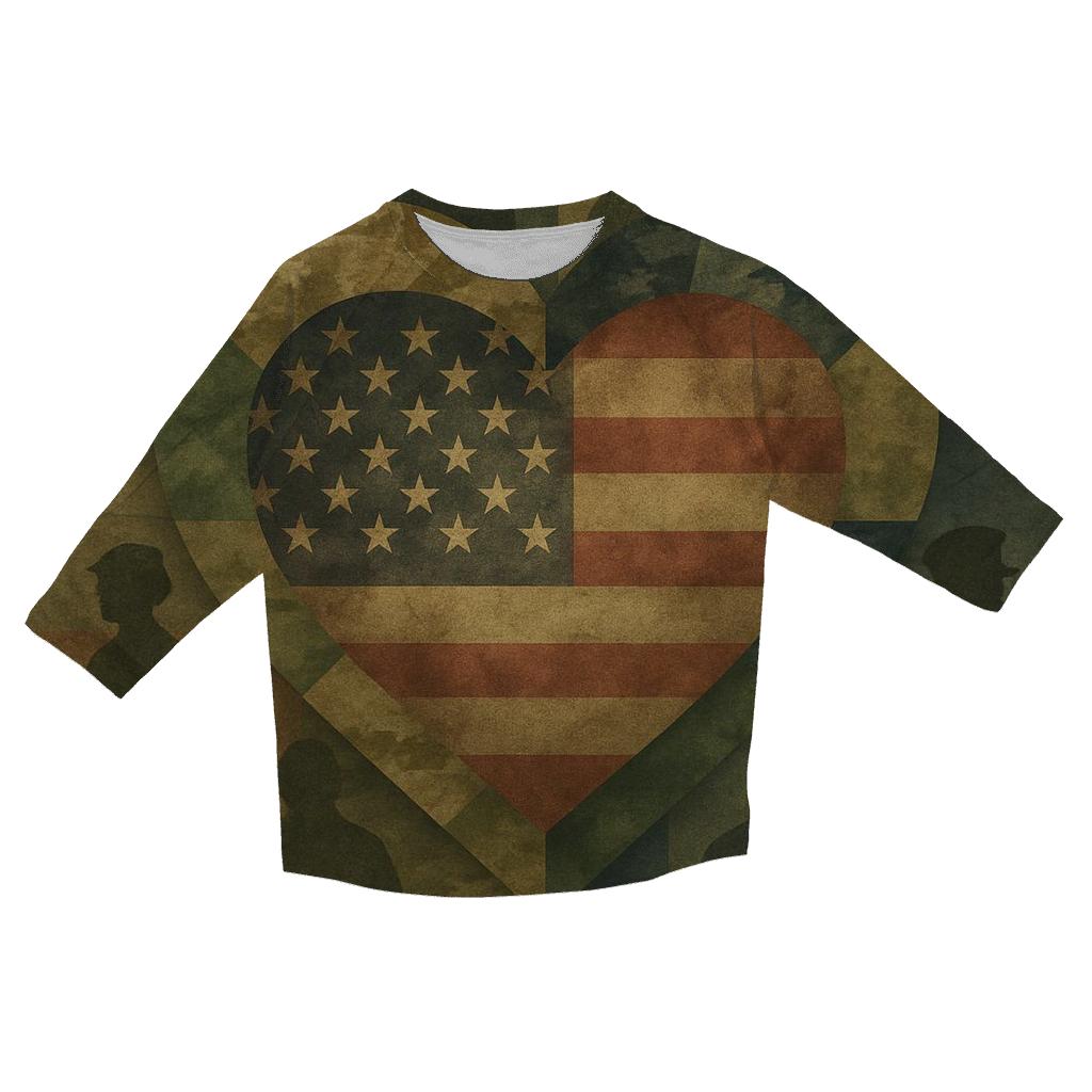 Camouflage Heart Of The Republic fashion 3/4 sleeve shirts