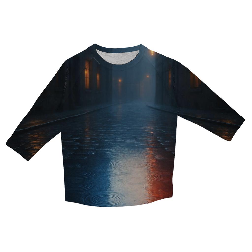 French Flag Rainy City Reflection printed three quarter sleeve shirts