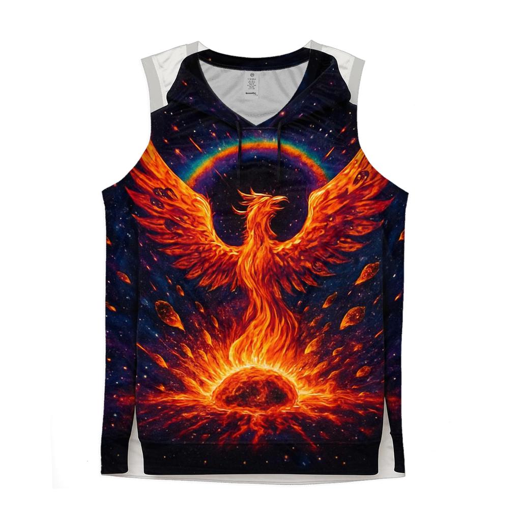 Stellar Phoenix Rebirth graphic print tank tops