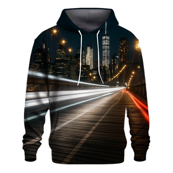 Brooklyn Bridge Nighttime Bicycle Crossing designer hoodies