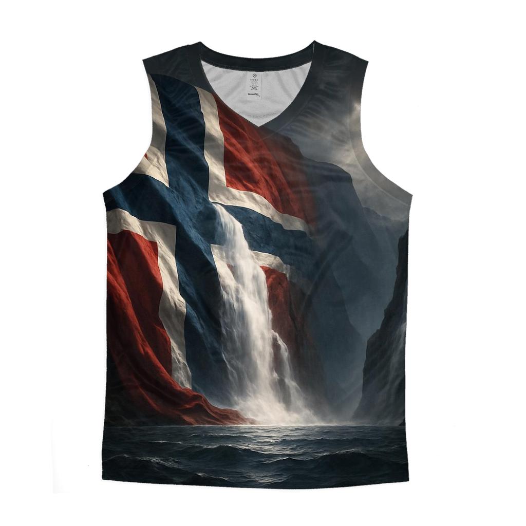 Norwegian Flag Fjord Storm Light casual summer tank tops