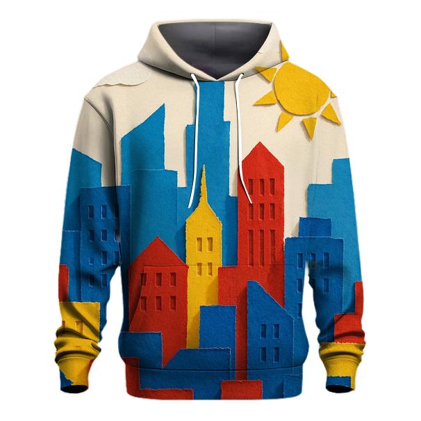 Kinetic Paper Collage Skyline graphic hoodies