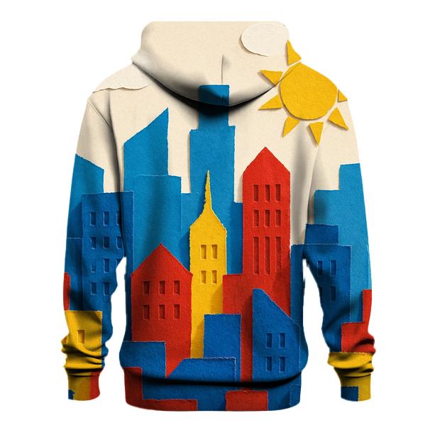 Kinetic Paper Collage Skyline graphic hoodies