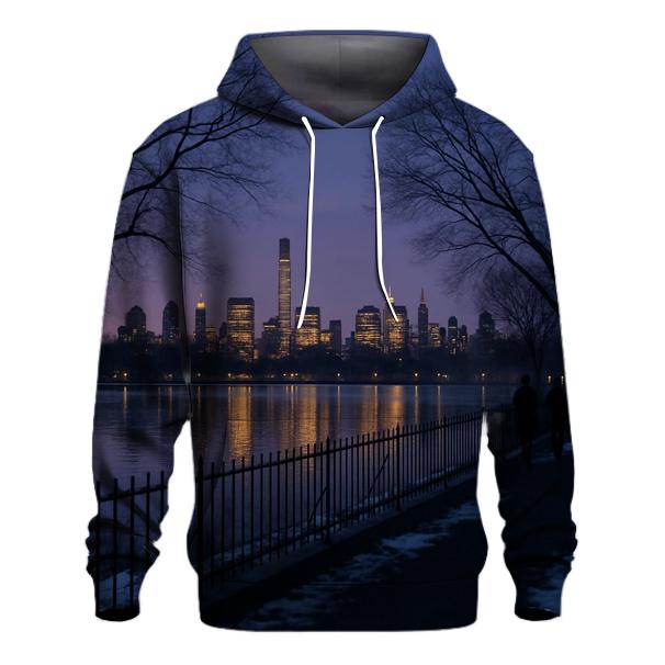 Winter Dusk From Central Park Reservoir lightweight hoodies