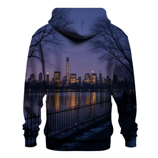 Winter Dusk From Central Park Reservoir lightweight hoodies