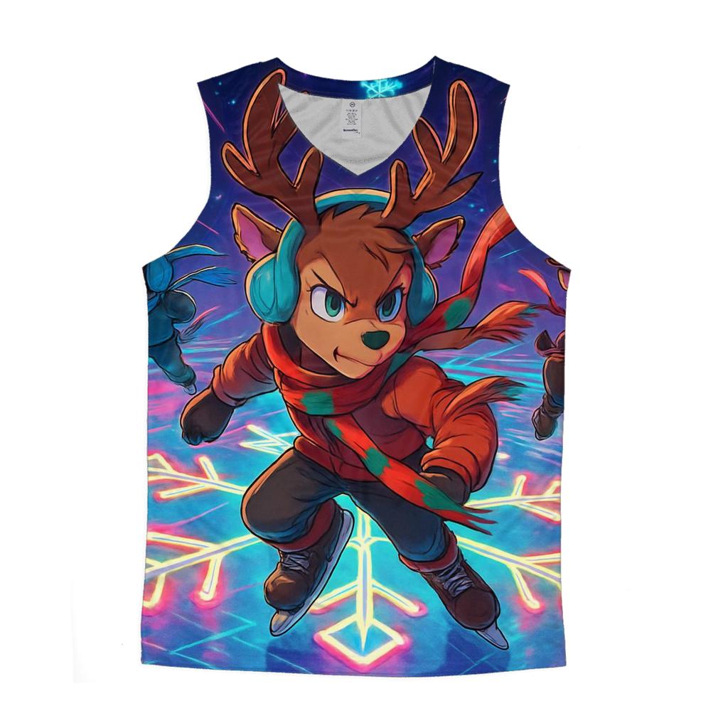 Reindeer Neon Skating Rink casual summer tank tops