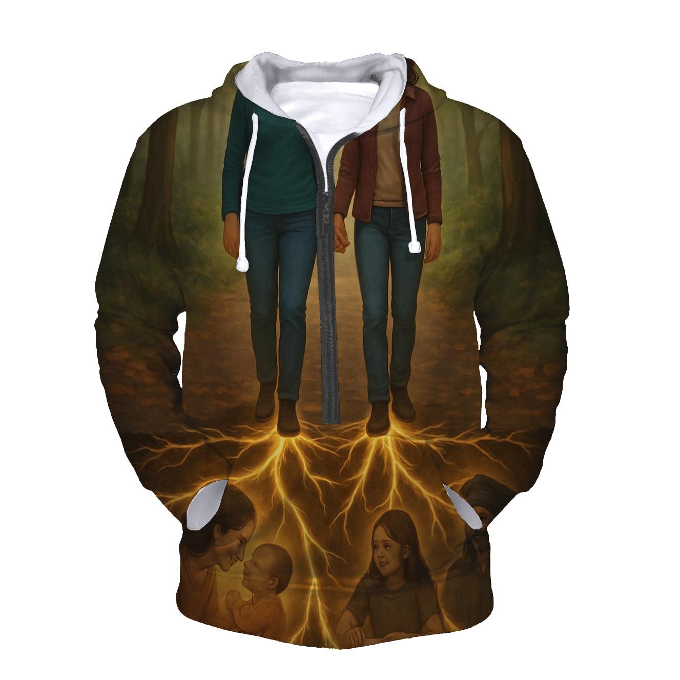 Roots Of Light Beneath Our Steps embroidered hoodies