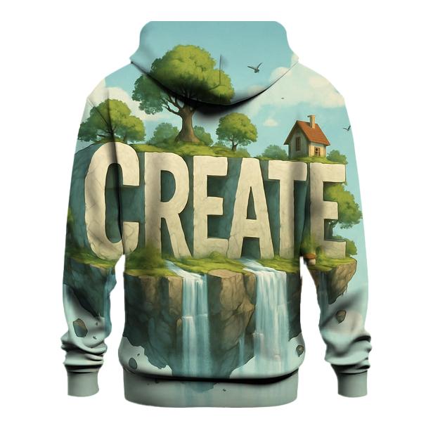 Floating Typographic Island hoodie trends