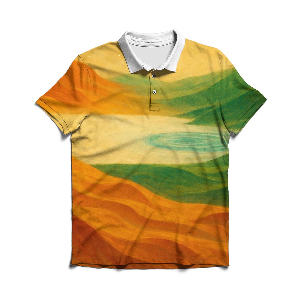 Indian Flag Desert Mirage Abstraction designer slim fit polos