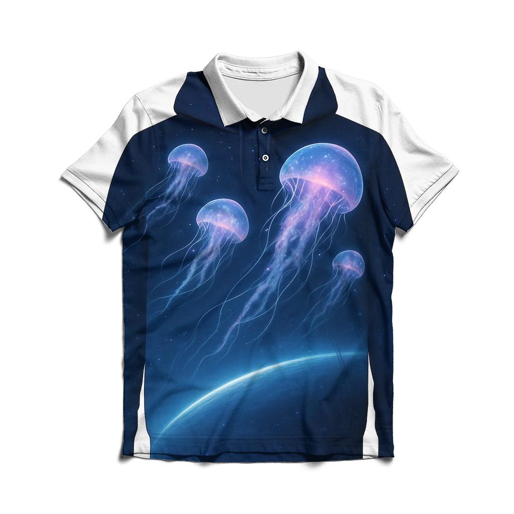 Orbital Jellyfish Bloom stylish collar polo tees