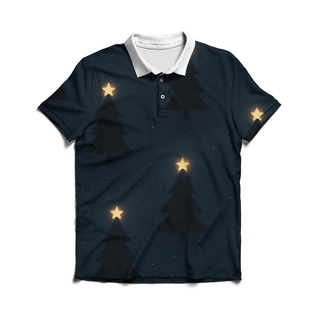 Midnight Christmas Tree Silhouette Constellation custom polo shirts
