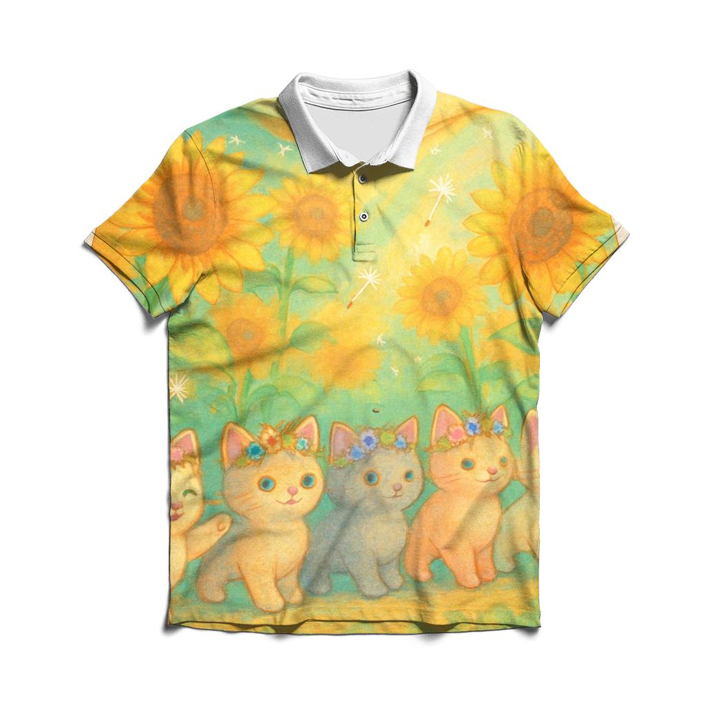 Sunflower Meadow Cat Parade casual sports polo shirts