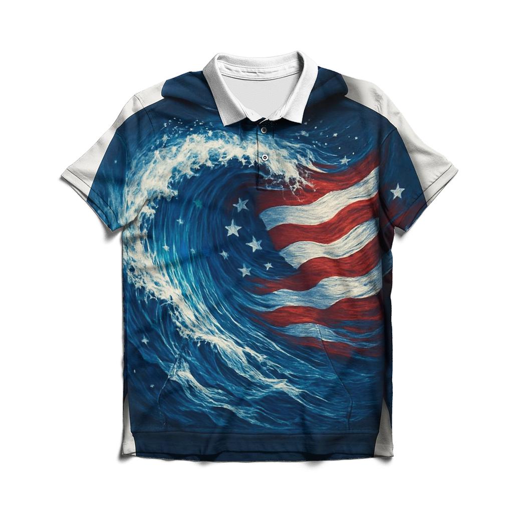 Ocean Wave Banner Crest custom polo shirts