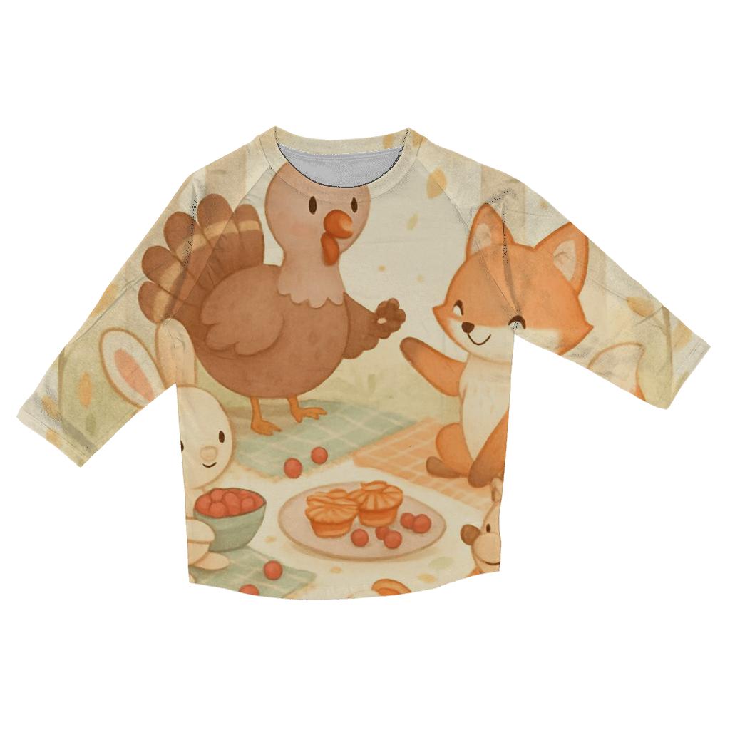 Woodland Friends Harvest Circle trendy 3/4 sleeve tops