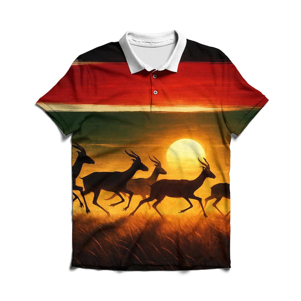 Kenyan Flag Savannah Running Silhouette stylish collar polo tees