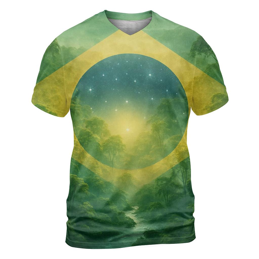 Brazilian Flag Rainforest Double Exposure unique graphic print tees