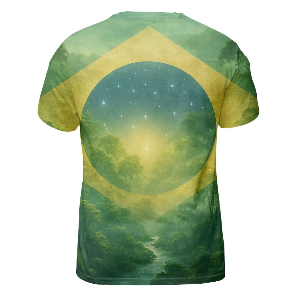 Brazilian Flag Rainforest Double Exposure unique graphic print tees