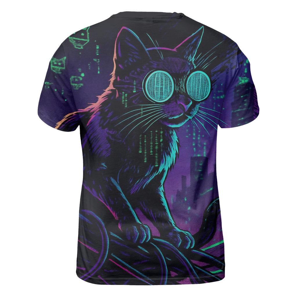 Cyber Oculus Hacker Cat unique graphic print tees