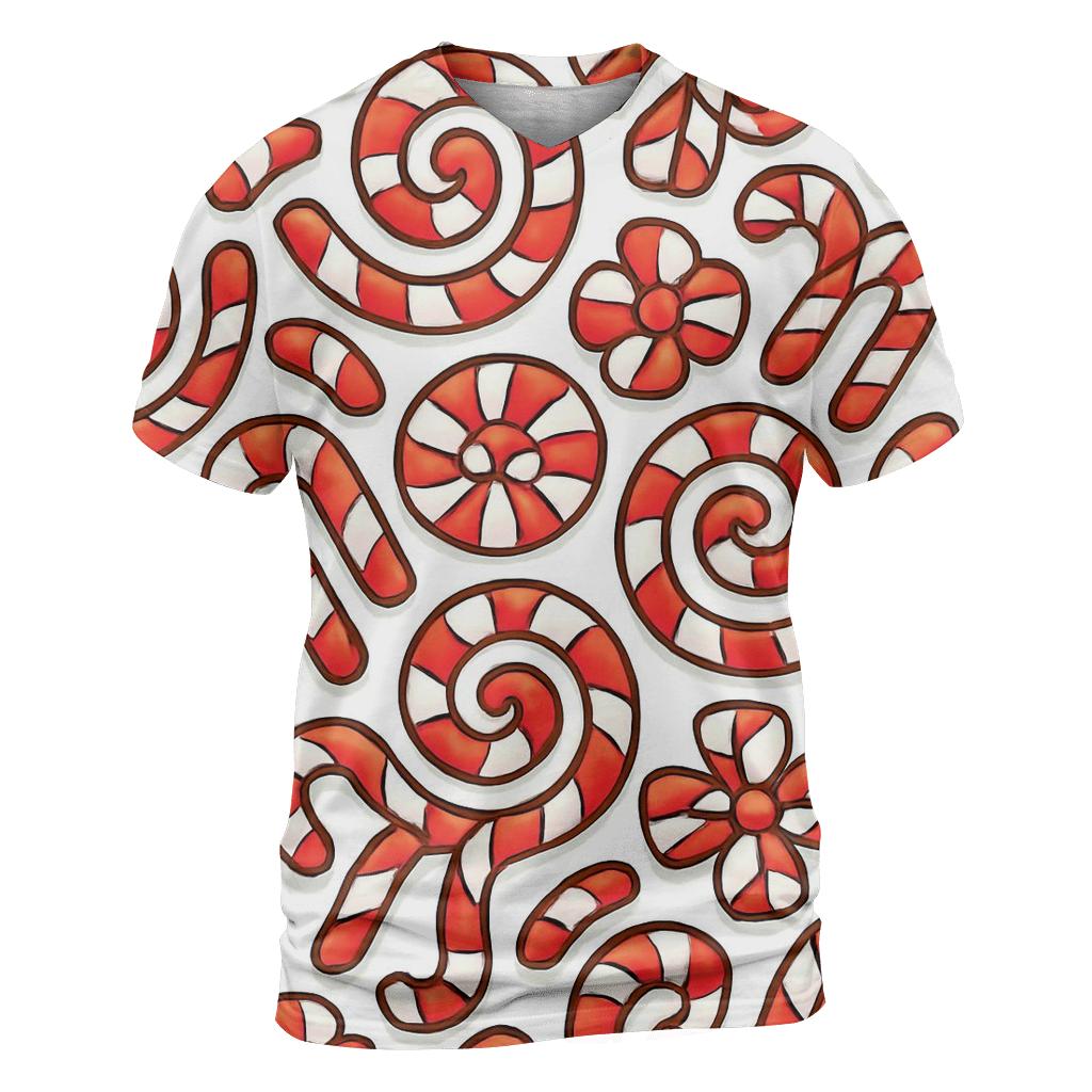 Candy Cane Spiral Tessellation On White custom all-over print shirts