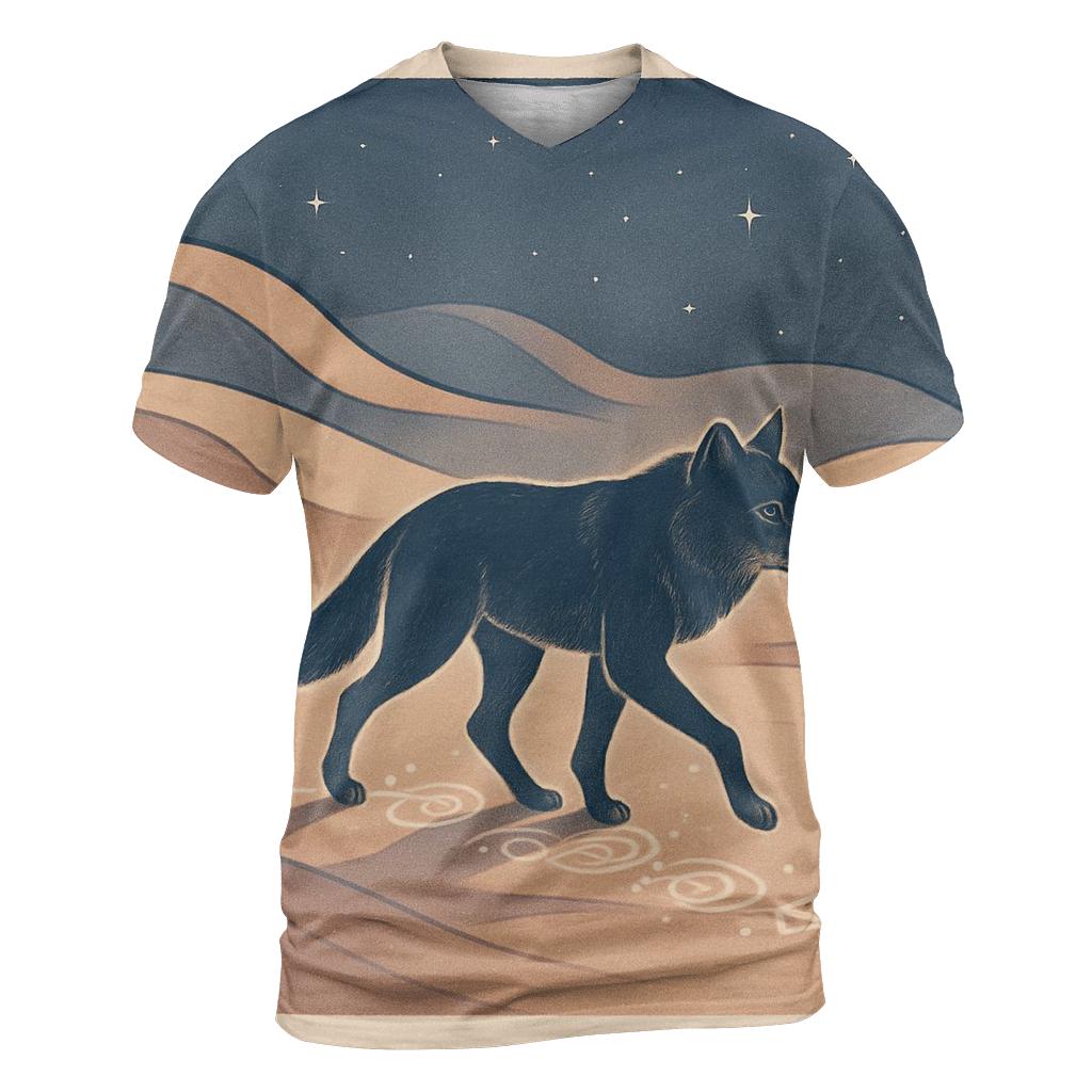 Mystic Sand Dune Wolf artistic all-over print tops