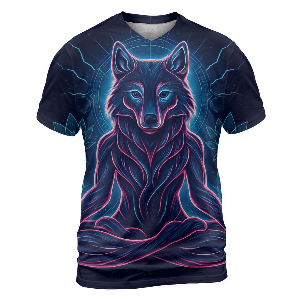 Neon Lotus Wolf Guardian unique graphic print tees