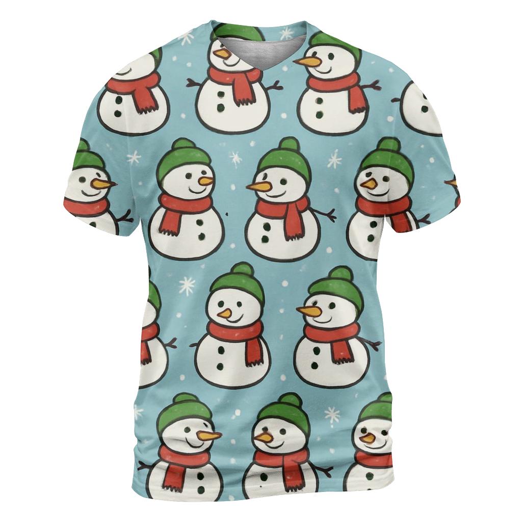 Snowman Parade Stripe On Icy Blue creative print fashion shirts