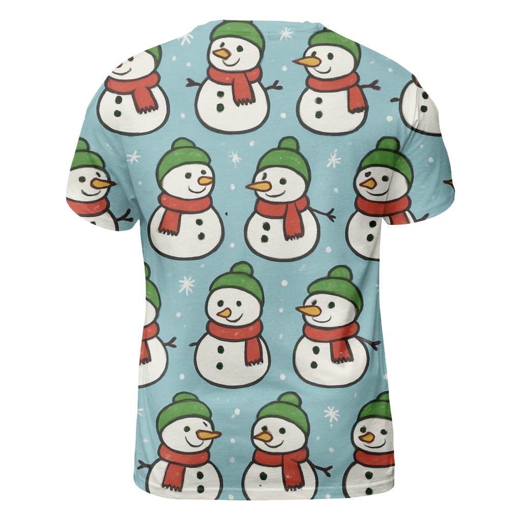 Snowman Parade Stripe On Icy Blue creative print fashion shirts