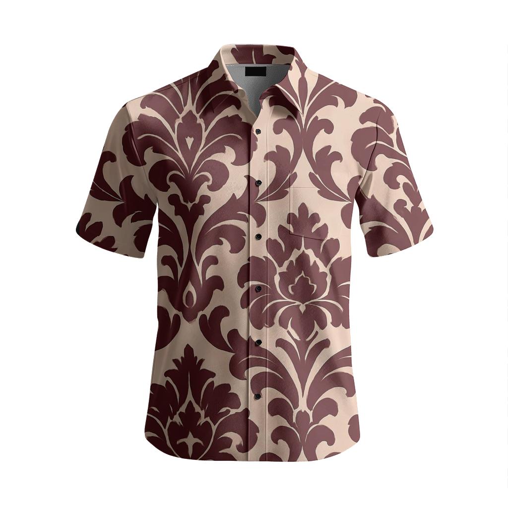 Ornate Damask Silhouette Panel branded embroidered shirts