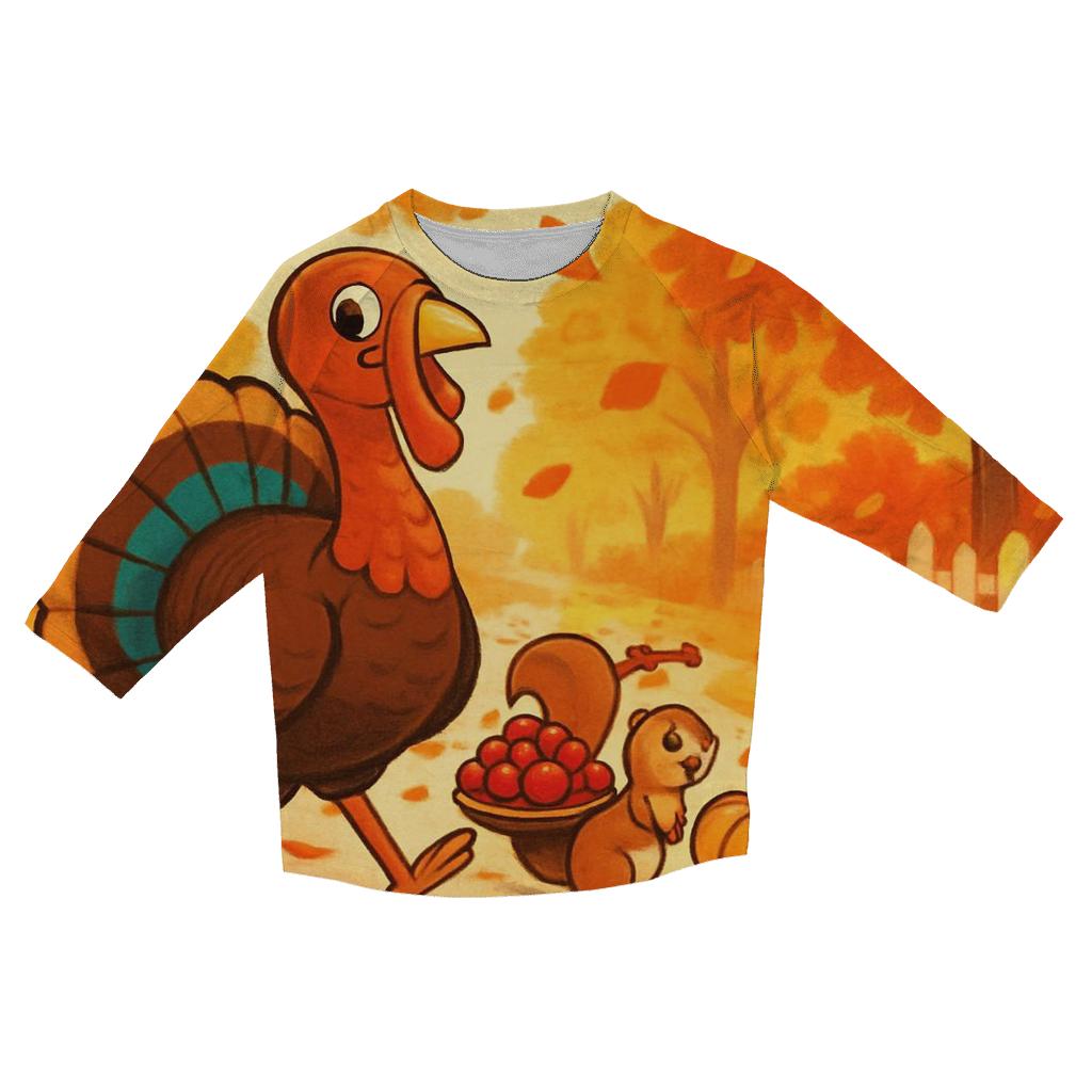 Turkey Parade Through Maple Lane casual three quarter sleeve shirts