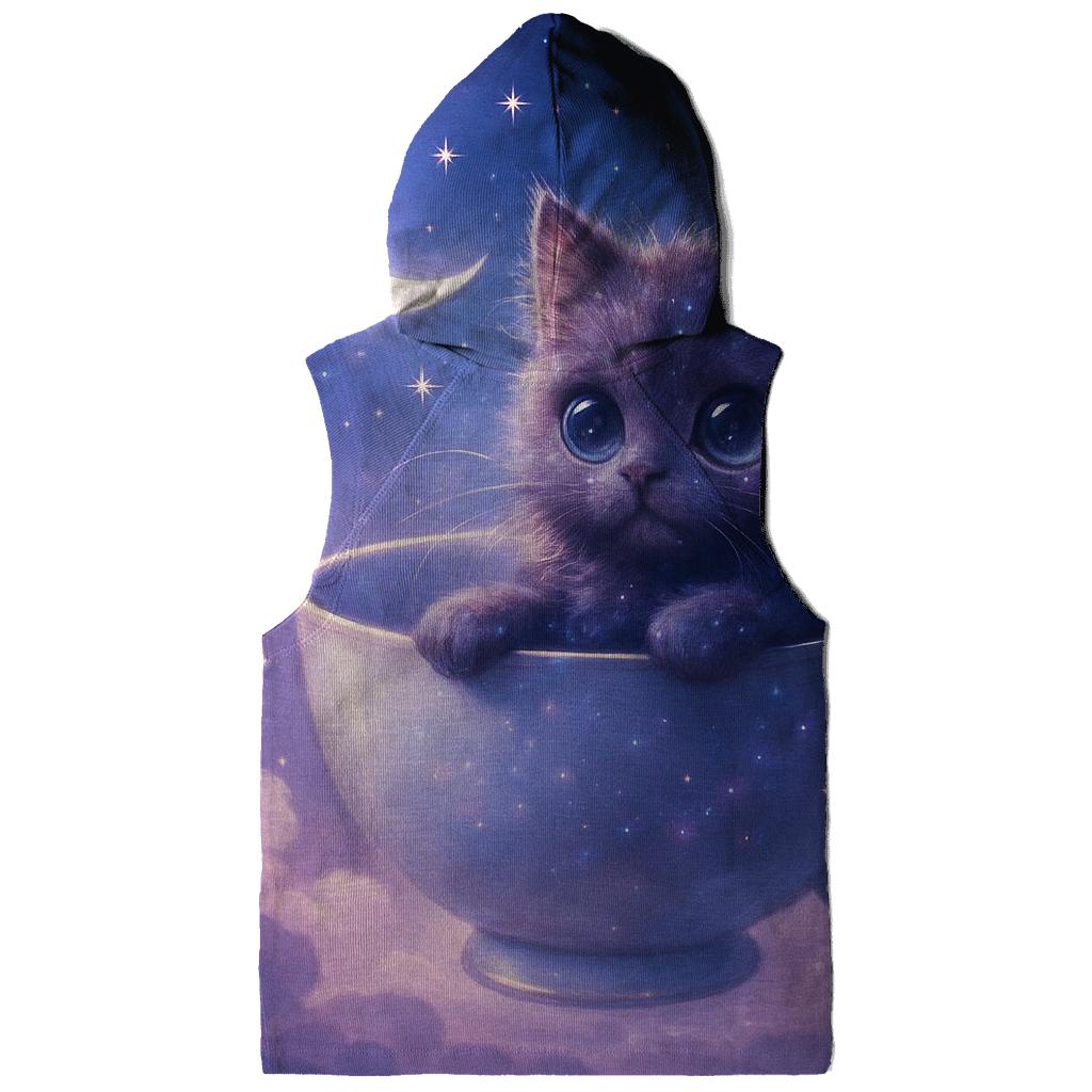 Celestial Teacup Cat embroidered hoodies